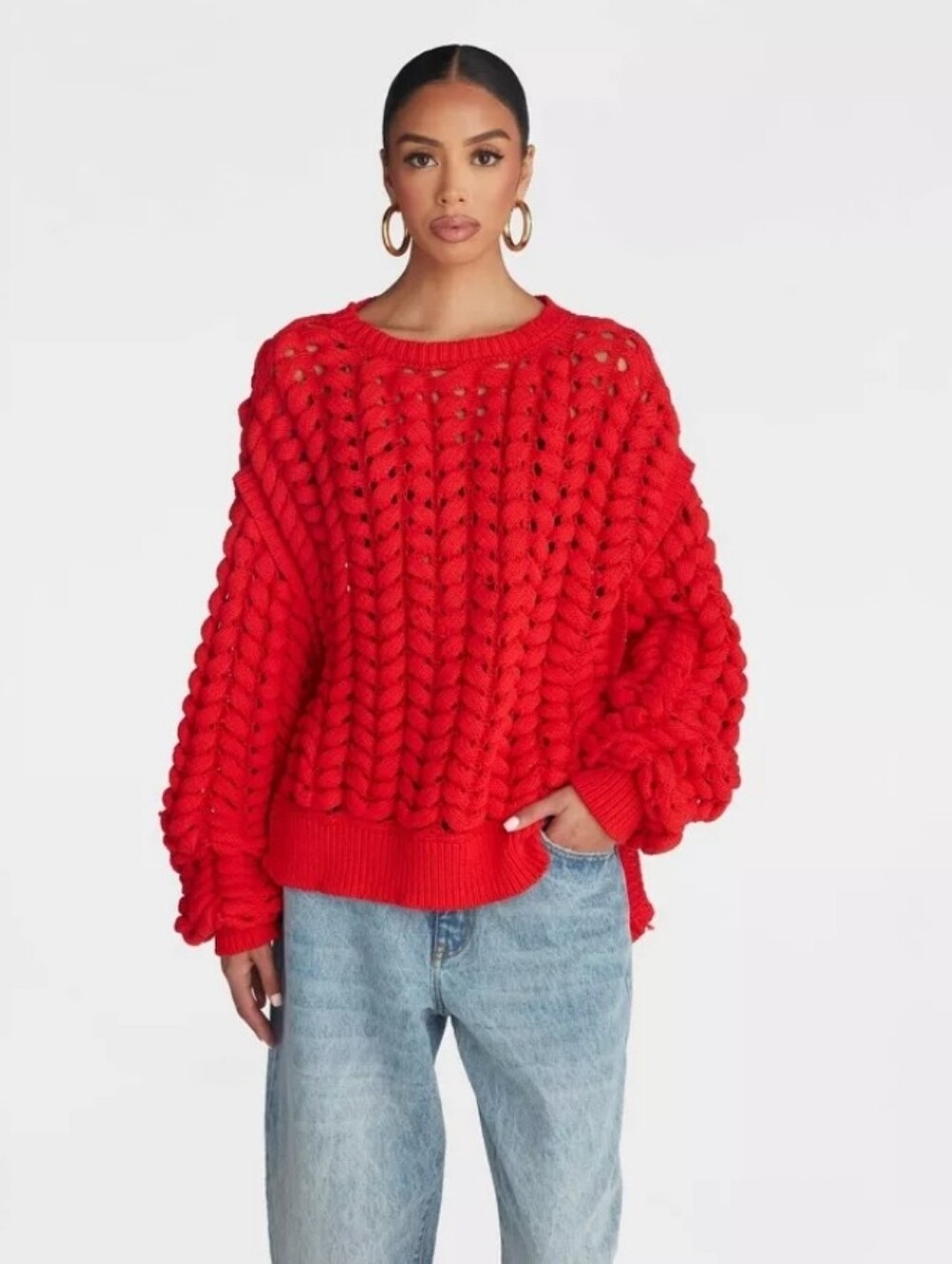 KBB By KAHLANA Chunky Braided sweater